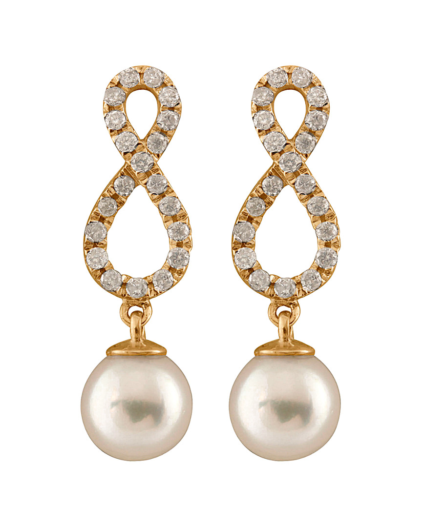 Masako Pearls Splendid Pearls 14k 0.40 Ct. Tw. Diamond & 7-7.5mm Akoya Pearl Earrings