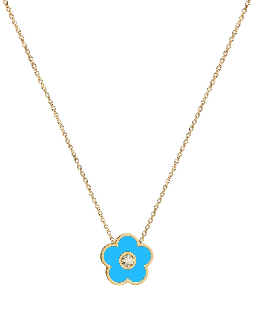 Gabi Rielle 14k Over Silver Turquoise Flower Pendant Necklace In Blue