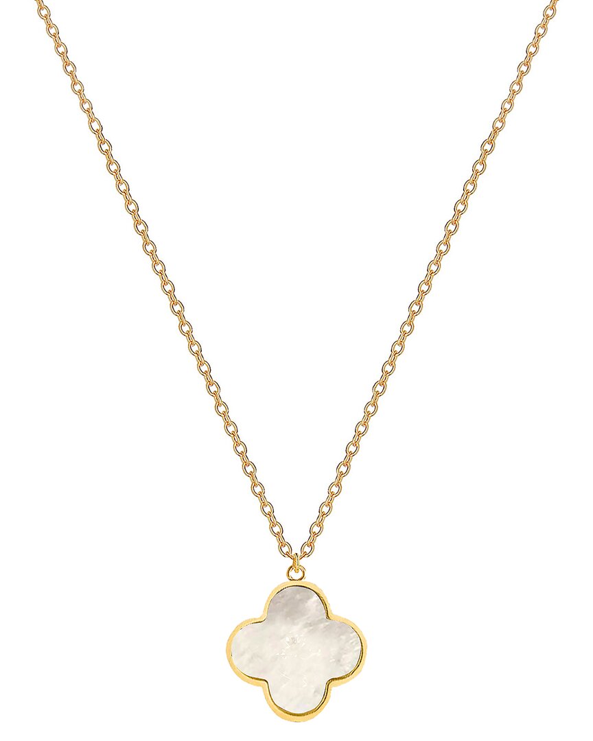 Gabi Rielle 14k Over Silver Pearl Clover Necklace In Gold