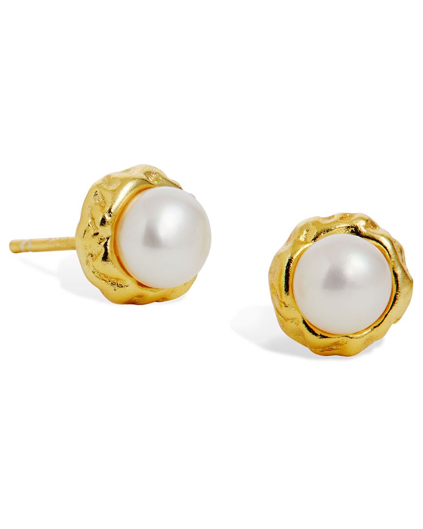 Savvy Cie 18k Over Silver 5.5mm Pearl Studs