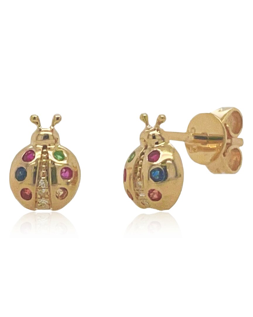 Sabrina Designs 14k 0.15 Ct. Tw. Diamond & Sapphire Ladybug Earrings