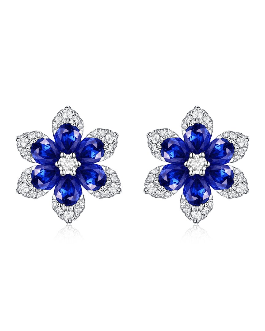Sabrina Designs 14k 2.36 Ct. Tw. Diamond & Sapphire Flower Earrings