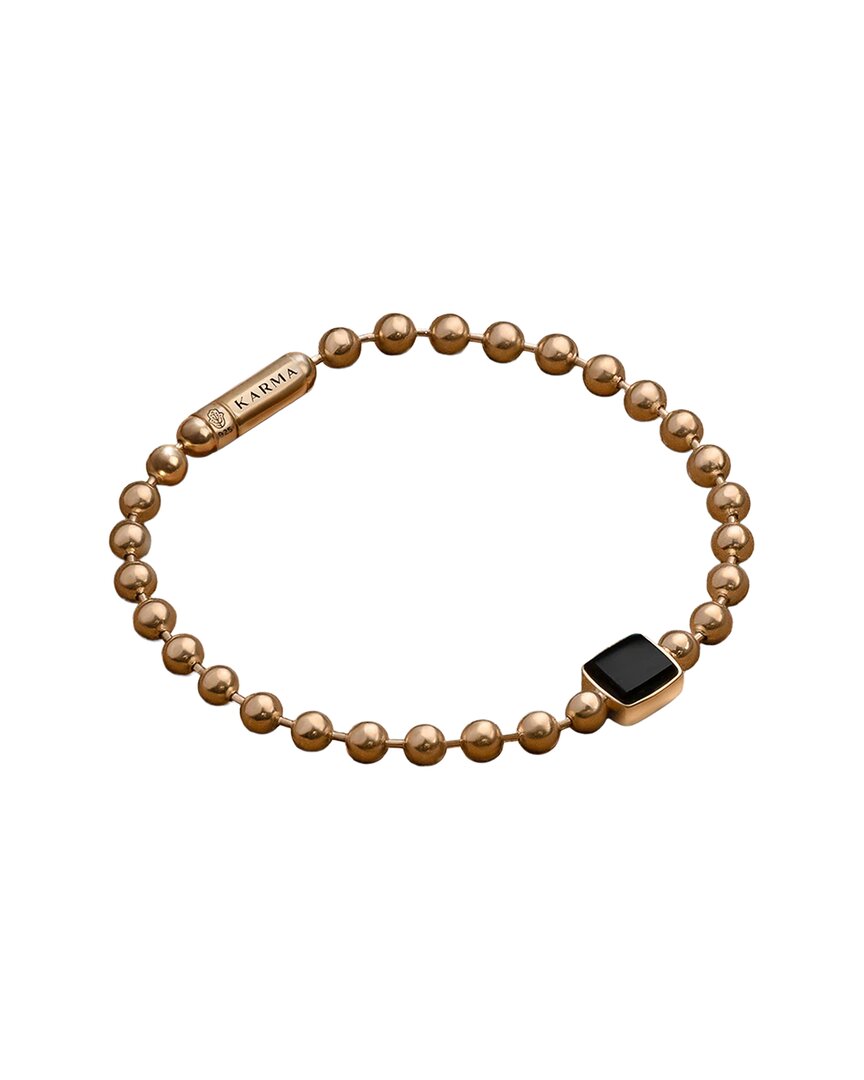 Karma And Luck 18k Plated Black Onyx Magnetic Bracelet In Gold