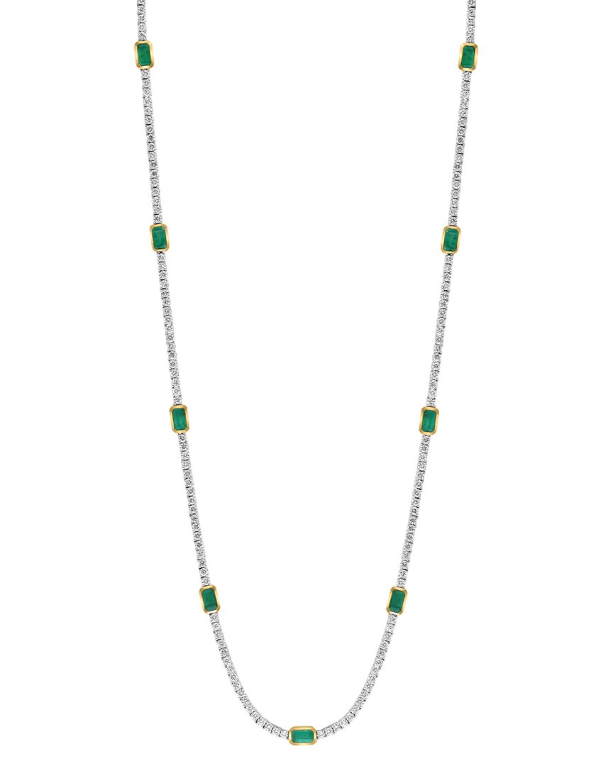 Effy Fine Jewelry 14k 9.28 Ct. Tw. Diamond & Emerald Necklace