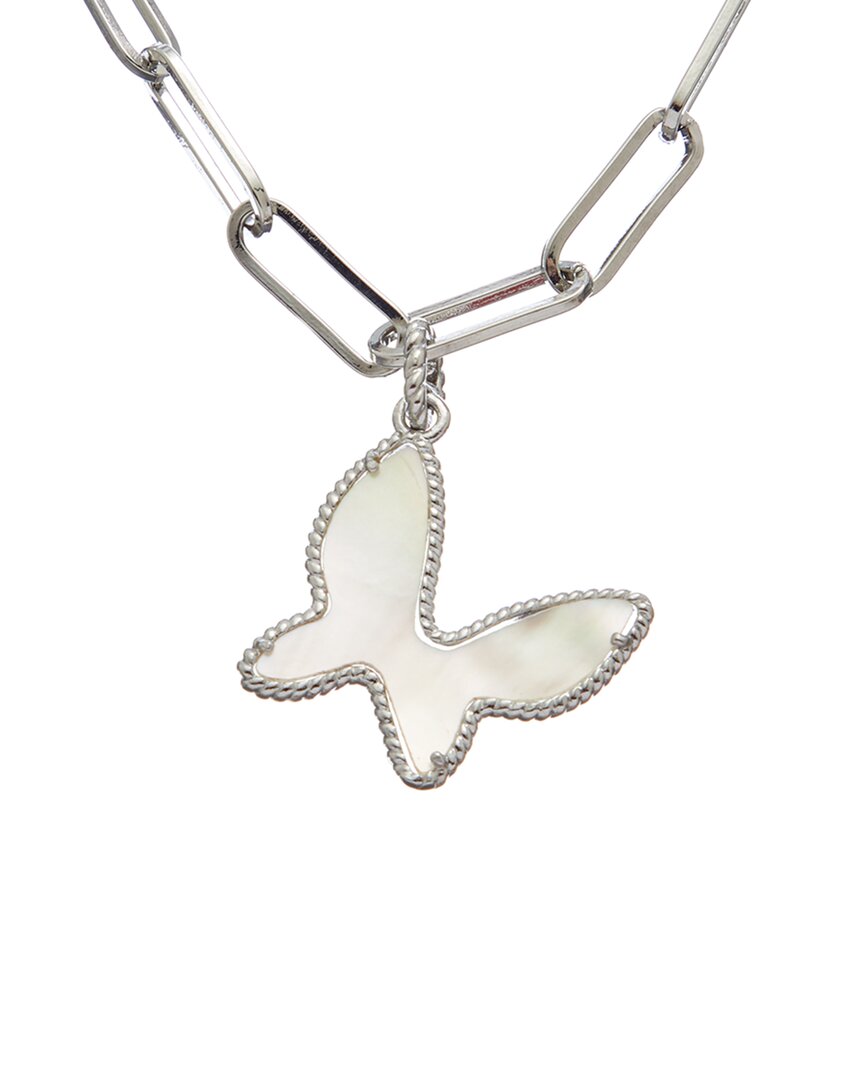 Juvell 18k Plated Pearl Butterfly Link Necklace