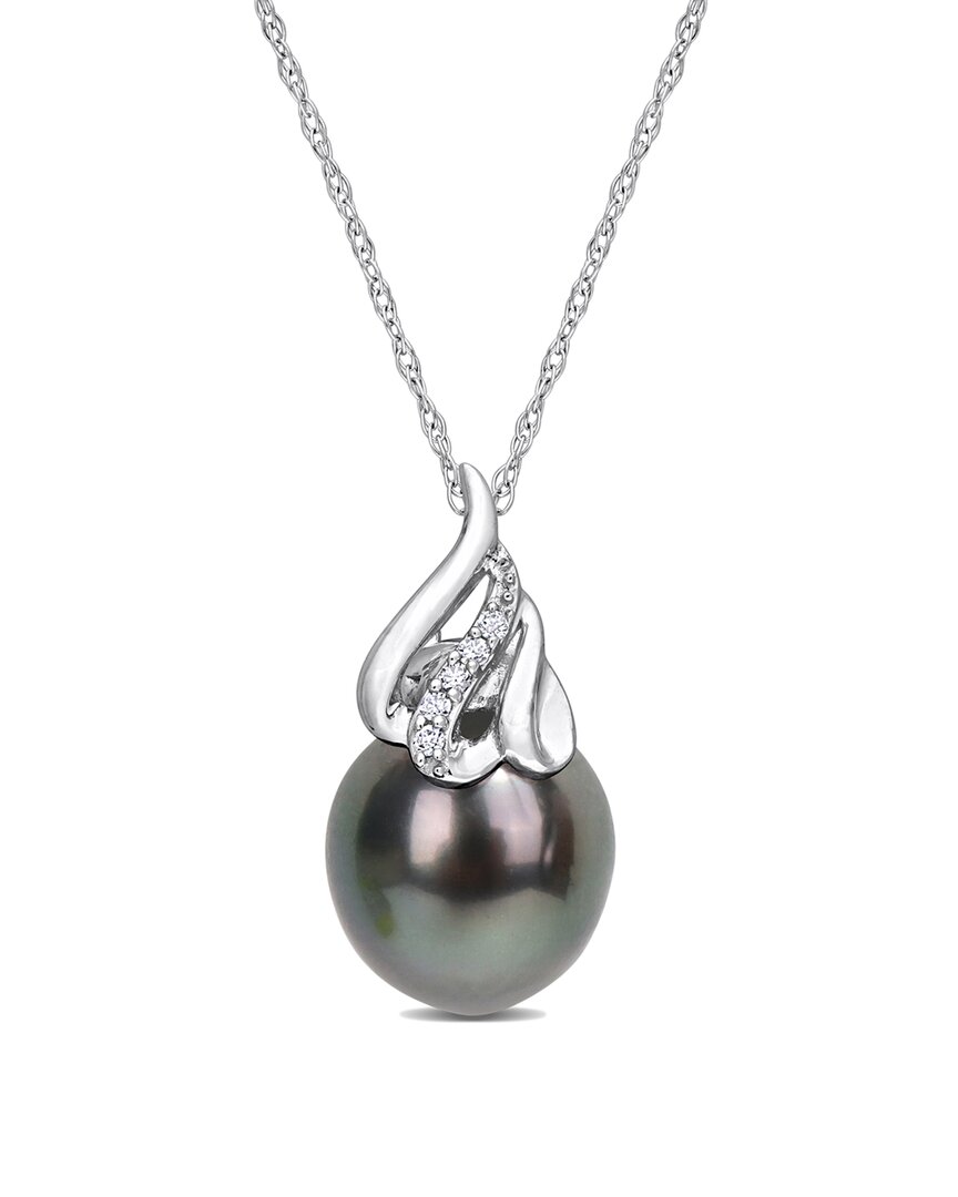 Rina Limor Contemporary Pearls 14k Diamond 9-10mm Pearl Pendant Necklace