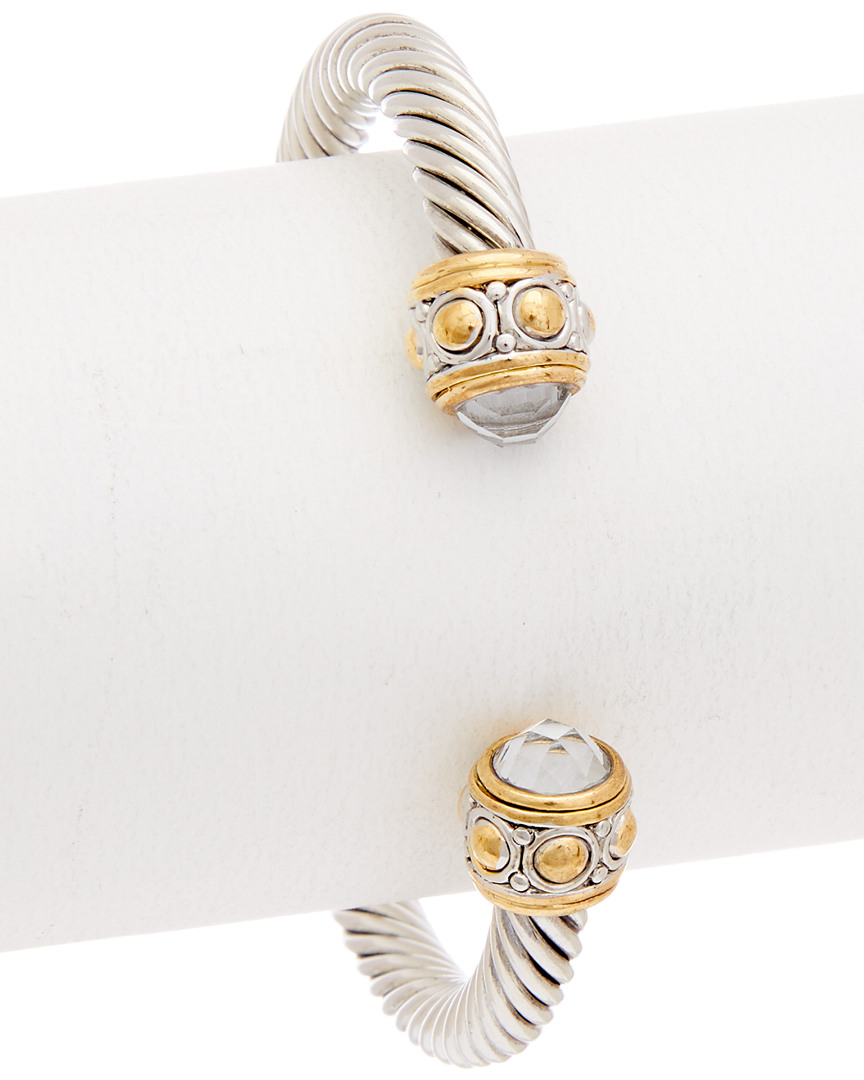 Image of Juvell K Two-Tone Plated White Topaz Bangle