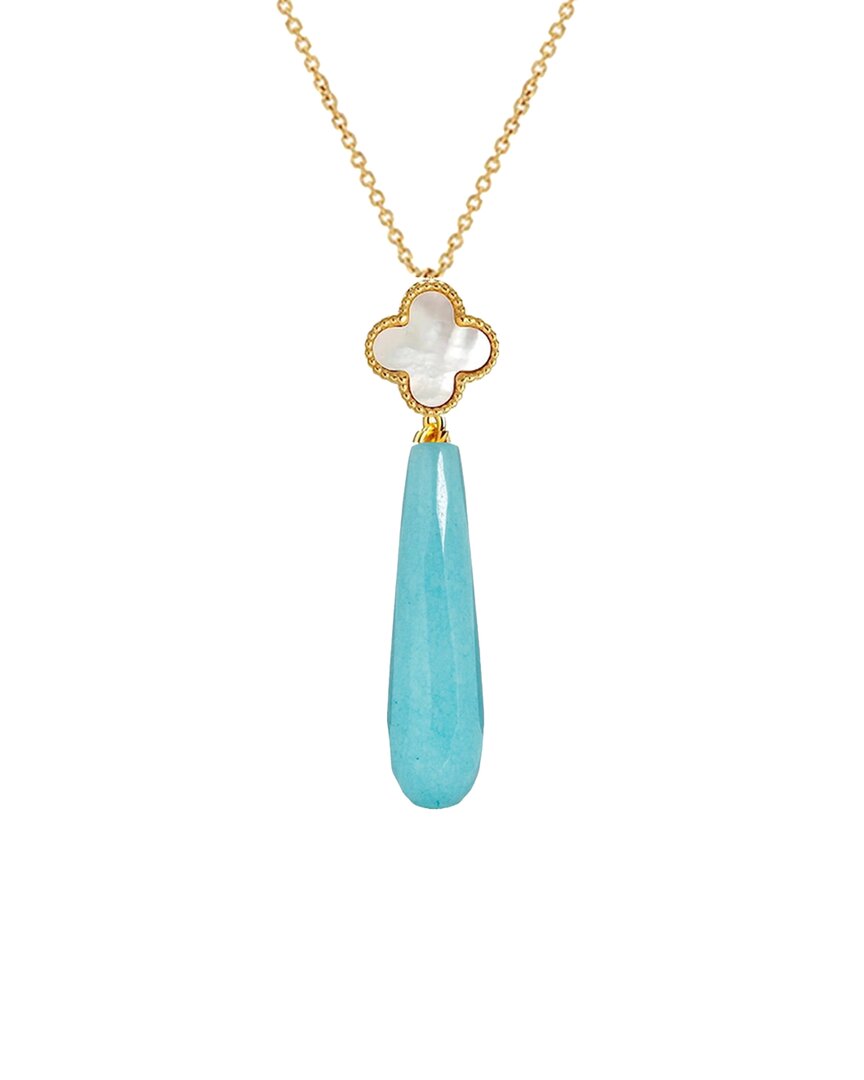 Liv Oliver 18k Plated 33.75 Ct. Tw. Turquoise & Pearl Necklace In No Color