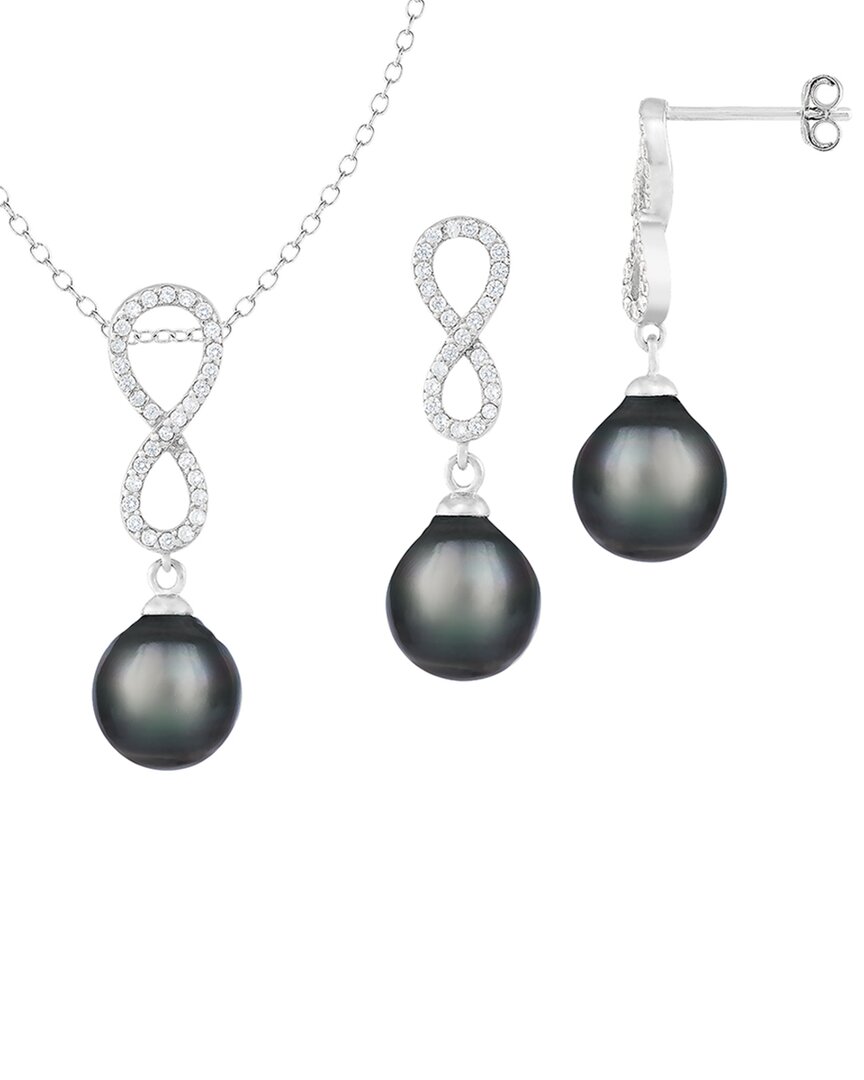Splendid Pearls Silver 9-10mm Pearl Jewelry Set