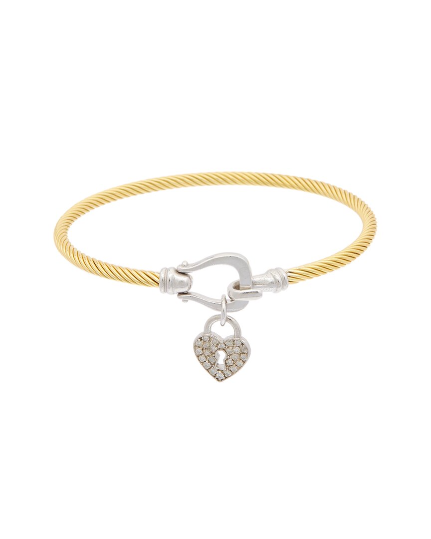 Meshmerise 18k Vermeil 0.20 Ct. Tw. Diamond Heart Charm Bangle Bracelet