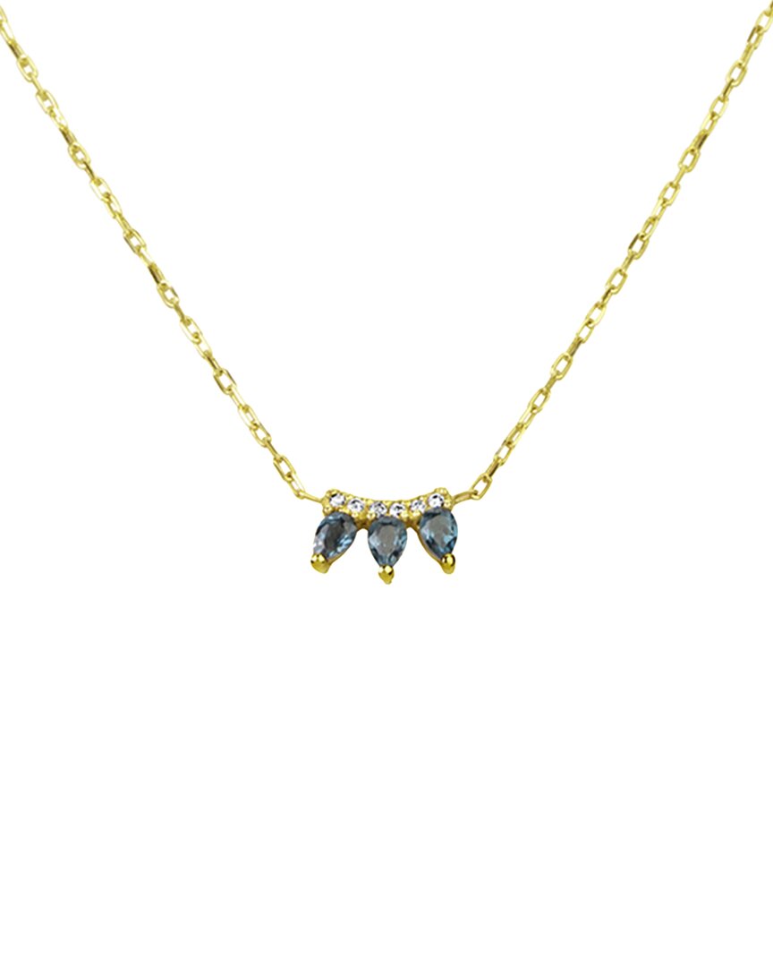 Meira T 14k 0.49 Ct. Tw. Diamond & Blue Topaz Necklace