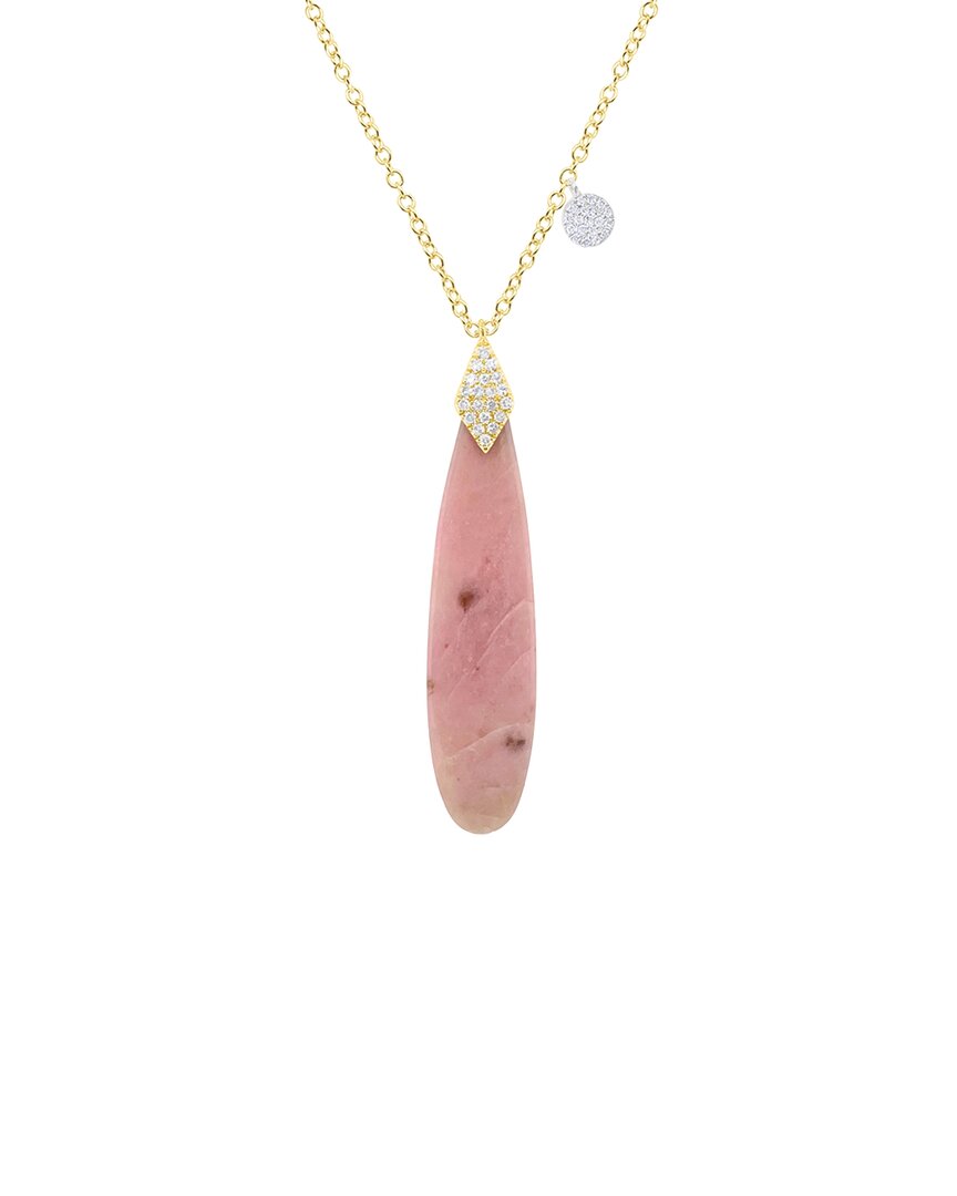 Meira T 14k 12.01 Ct. Tw. Diamond & Pink Opal Necklace