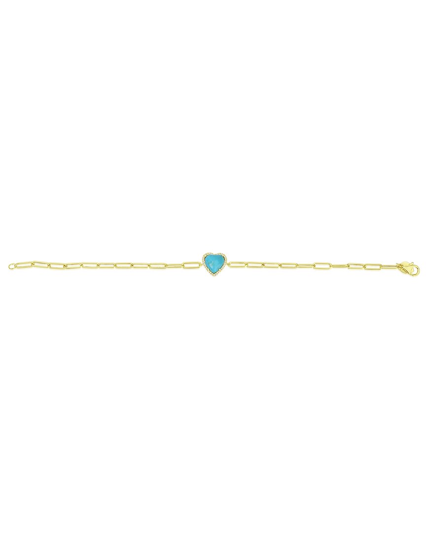 Meira T 14k 5.48 Ct. Tw. Diamond & Turquoise Paperclip Bracelet