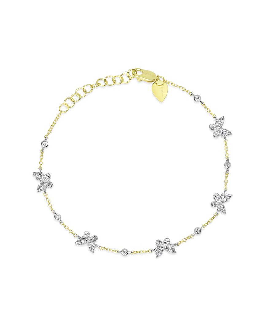 Meira T 14k Two-tone 0.37 Ct. Tw. Diamond Butterfly Bracelet
