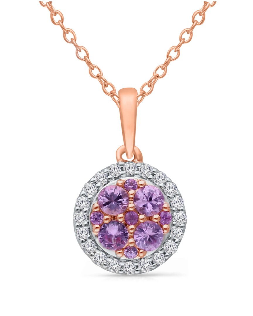 Shop Kallati 14k Rose Gold 0.45 Ct. Tw. Diamond & Pink Sapphire Pendant Necklace