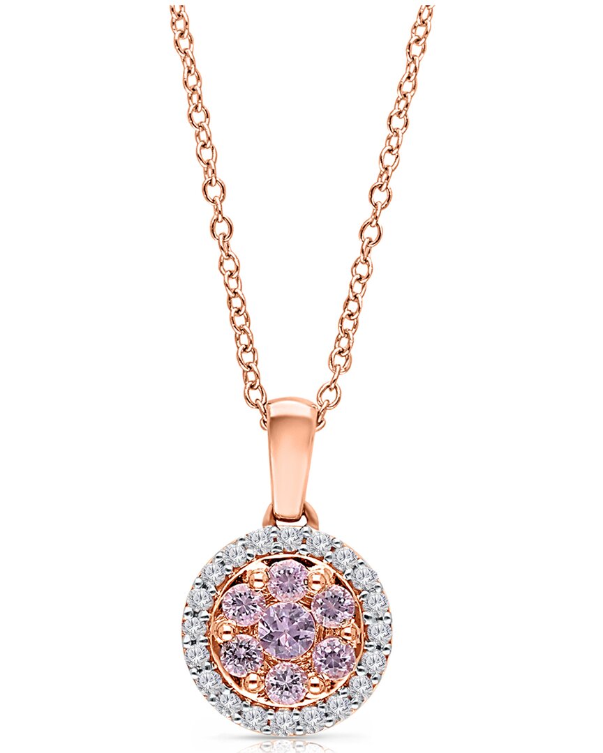 Kallati 14k Rose Gold 0.55 Ct. Tw. Diamond & Pink Sapphire Pendant Necklace