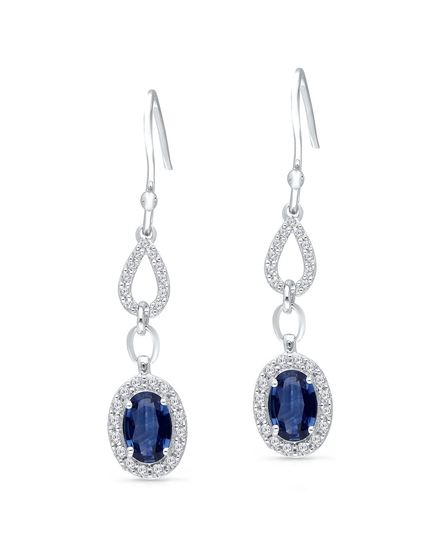 Kallati 14k 1.55 Ct. Tw. Diamond & Blue Sapphire Drop Earrings