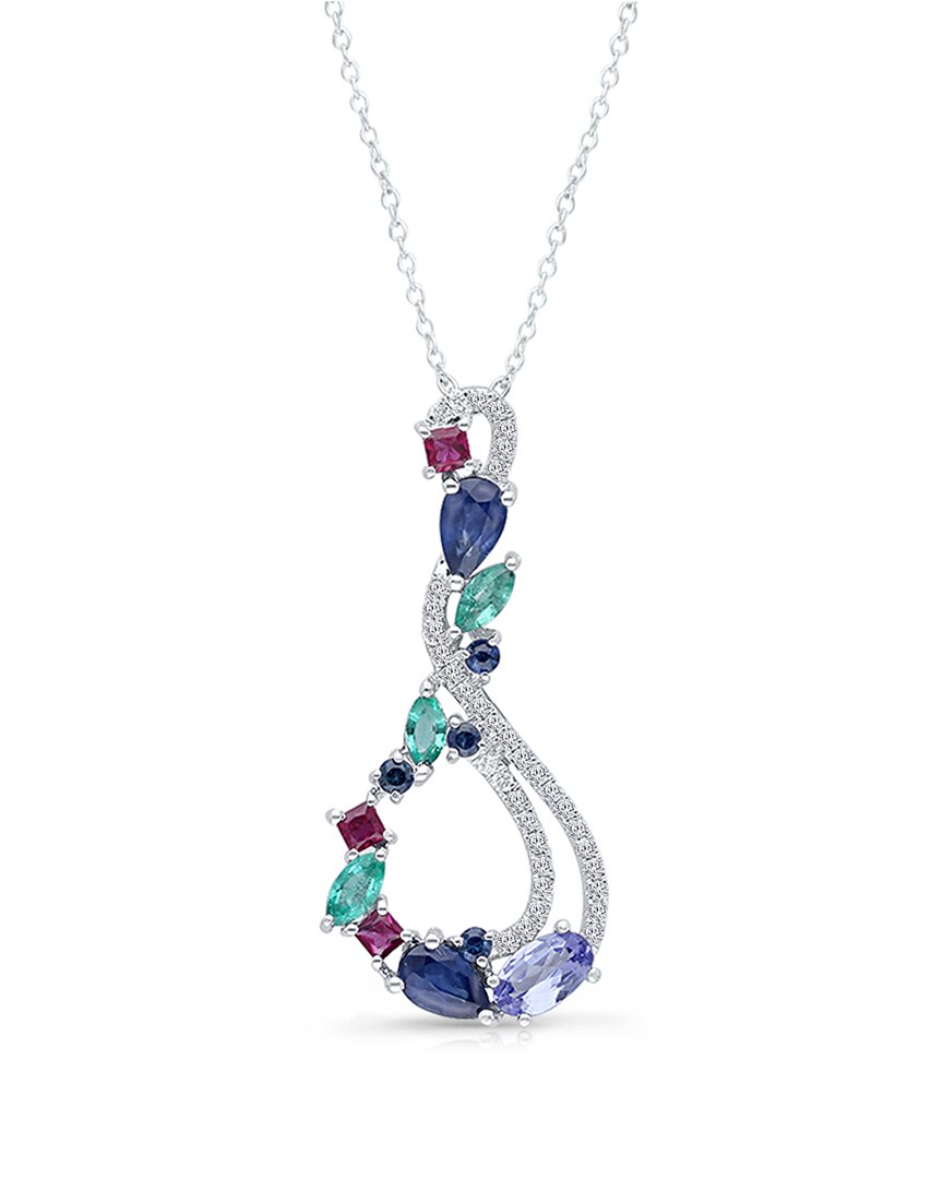 Kallati 14k 1.65 Ct. Tw. Diamond & Multi Color Pendant Necklace