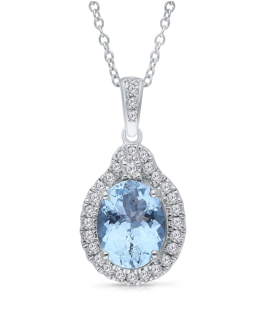 Kallati 14k 1.85 Ct. Tw. Diamond & Aquamarine Pendant Necklace