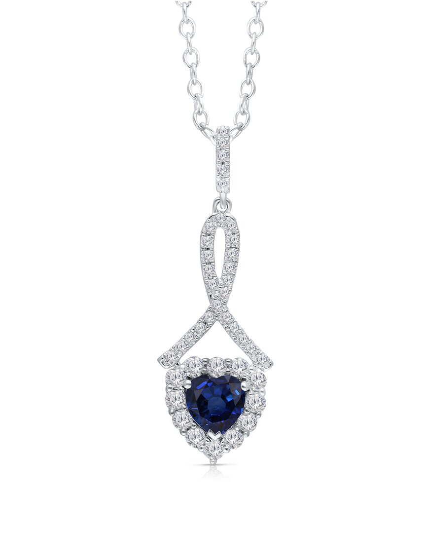 Kallati 14k 1.65 Ct. Tw. Diamond & Natural Sapphire Pendant Necklace