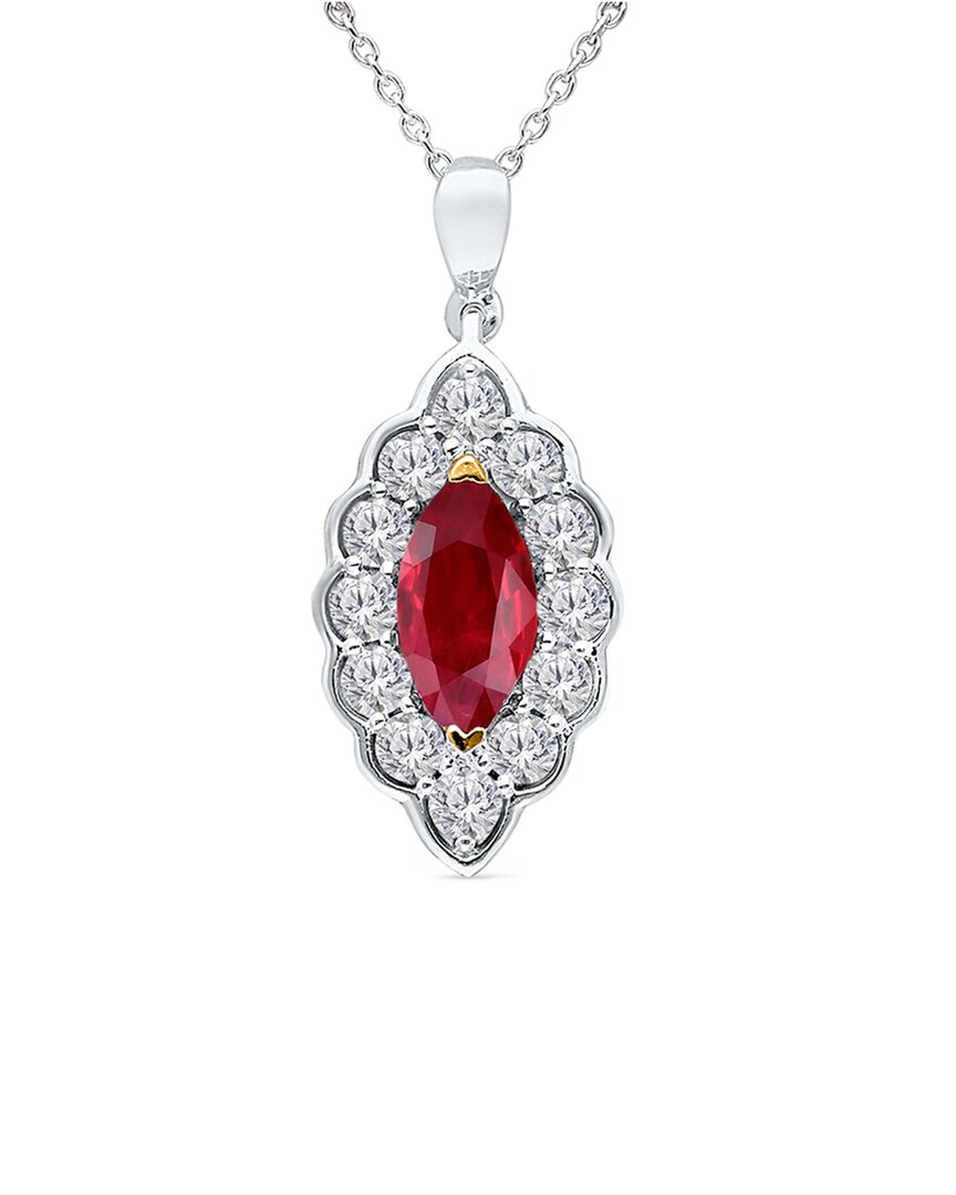 Kallati 14k 1.20 Ct. Tw. Diamond & Ruby Pendant Necklace In Red