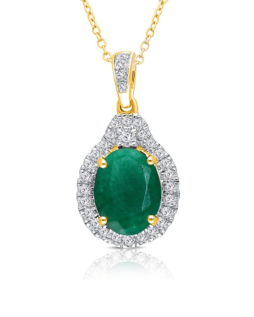 Kallati 14k 1.95 Ct. Tw. Diamond & Emerald Pendant Necklace