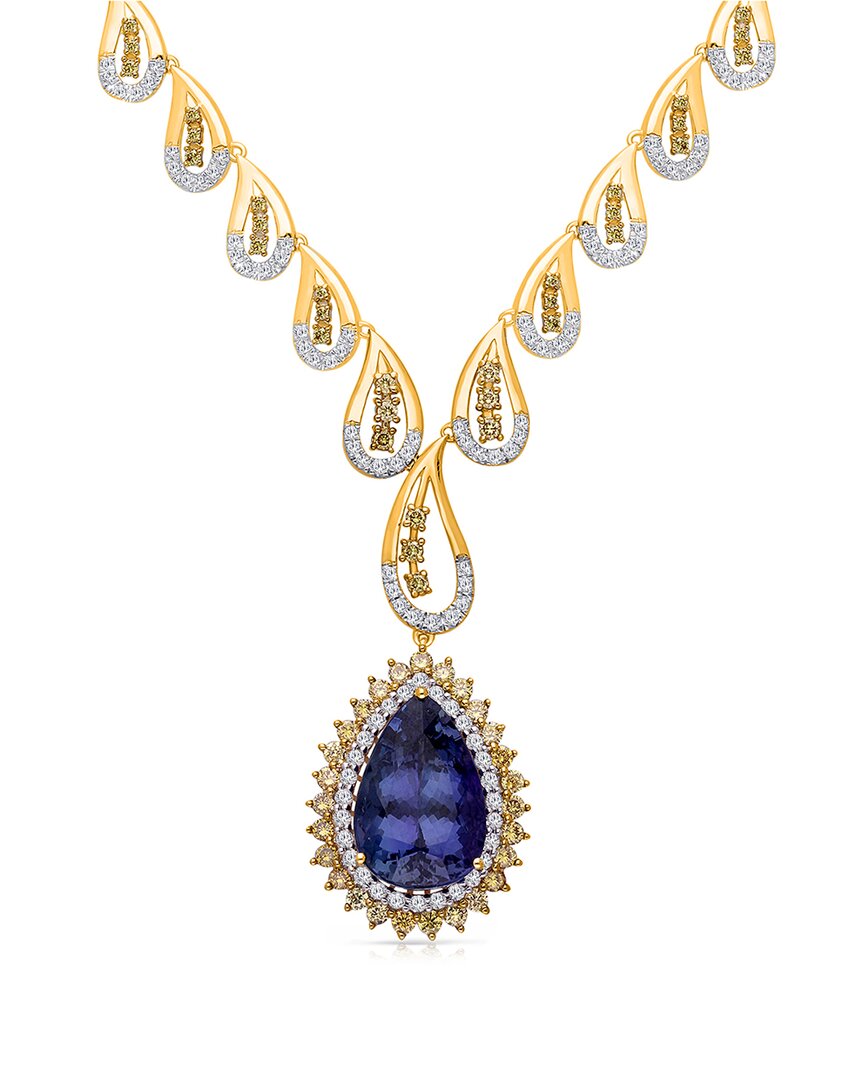 Kallati 14k 16.45 Ct. Tw. Diamond & Tanzanite Earrings