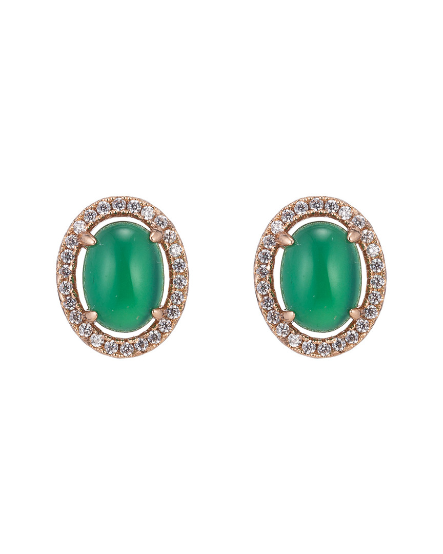 Eye Candy La Sierra Cz Crystal With Jade Stone Stud Earring