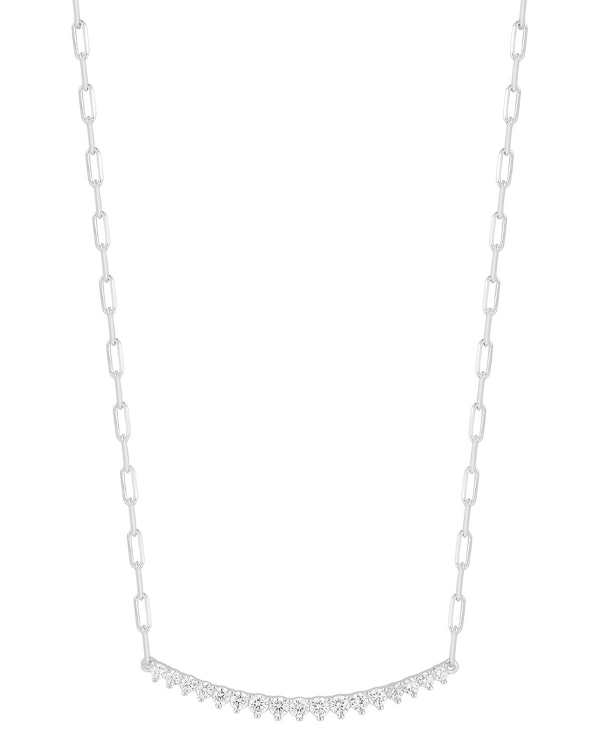 Glaze Jewelry Silver Diamond Cz Large Bar Necklace