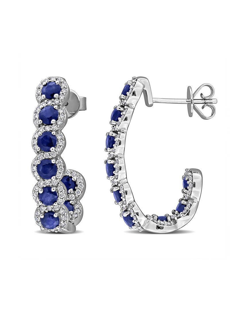 Rina Limor 2 3/4ct Tgw Blue Sapphire 3/4ct Tw Diamond Open Ho In Silver