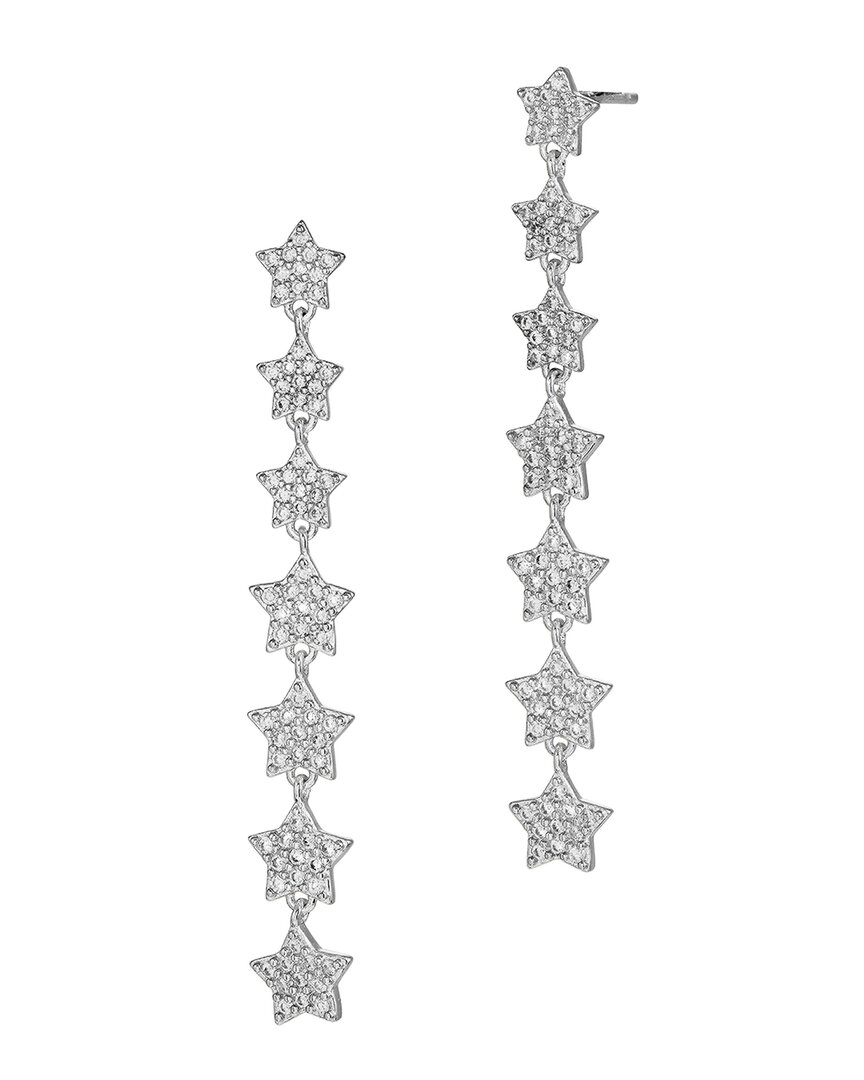 Savvy Cie Rhodium Plated Cz Star Dangle Earrings