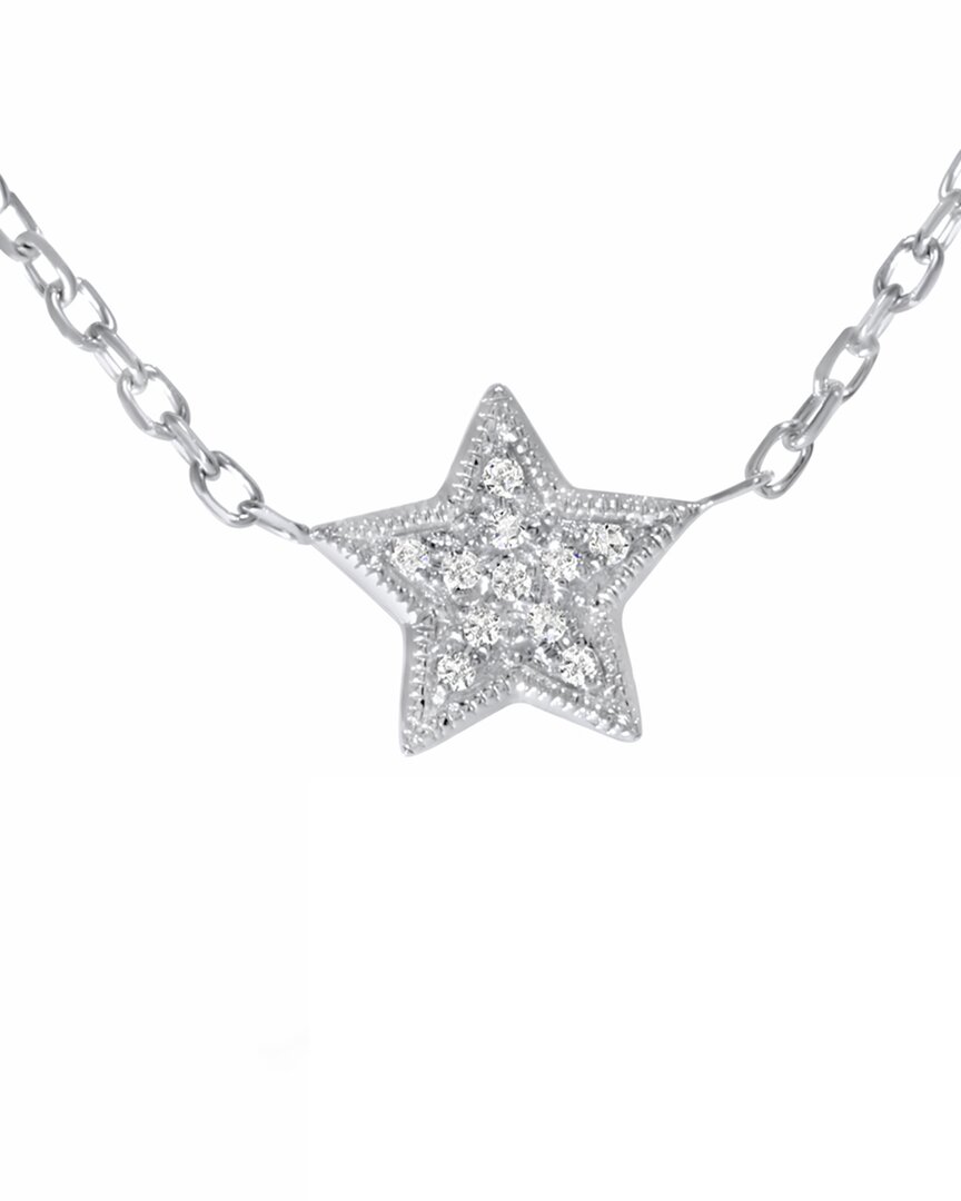 Diana M. Fine Jewelry 14k 0.03 Ct. Tw. Diamond Necklace In Metallic