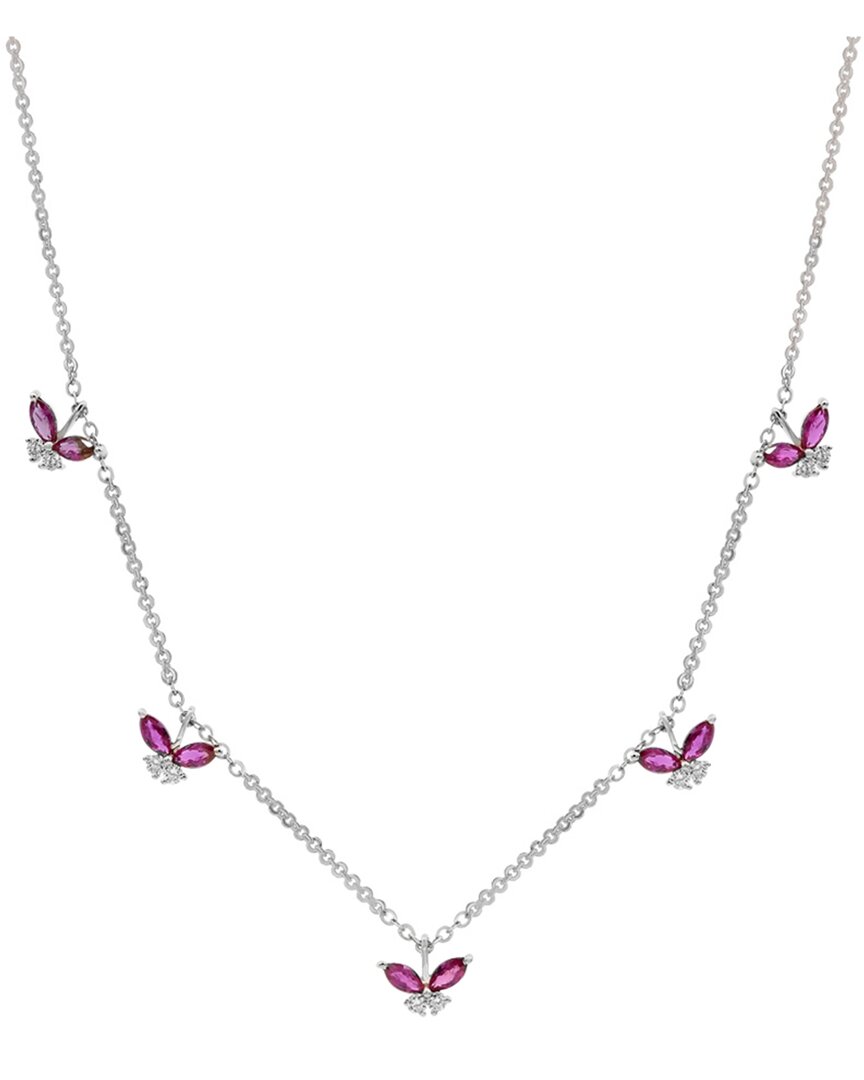 Diana M. Fine Jewelry 14k 1.10 Ct. Tw. Diamond & Ruby Necklace