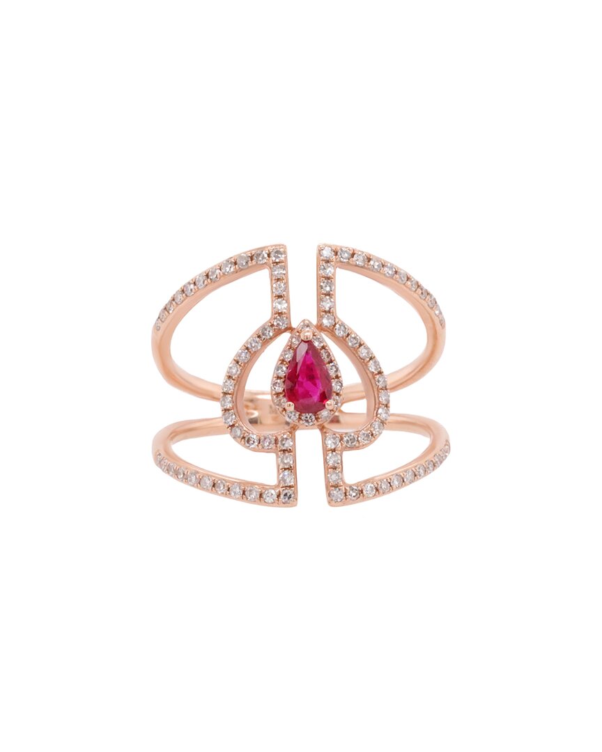 Diana M. Fine Jewelry 14K Rose Gold 0.55 ct. tw. Diamond & Ruby Half-Eternity Ring