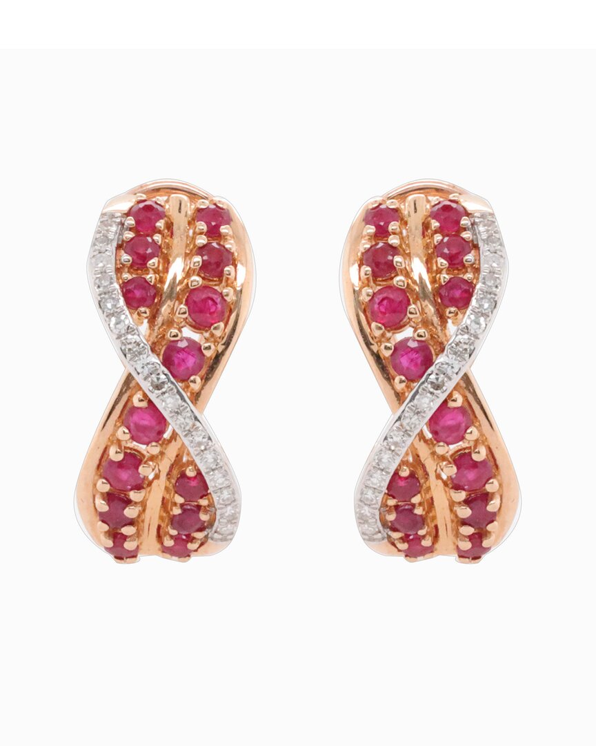 Diana M. Fine Jewelry 14K Rose Gold 1.20 ct. tw. Diamond & Ruby Earrings