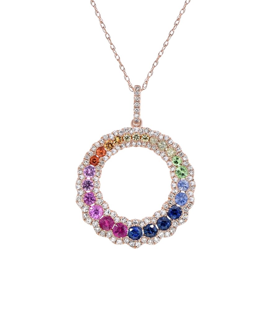 Diana M. Fine Jewelry 14K Rose Gold 1.52 ct. tw. Diamond & Sapphire Necklace
