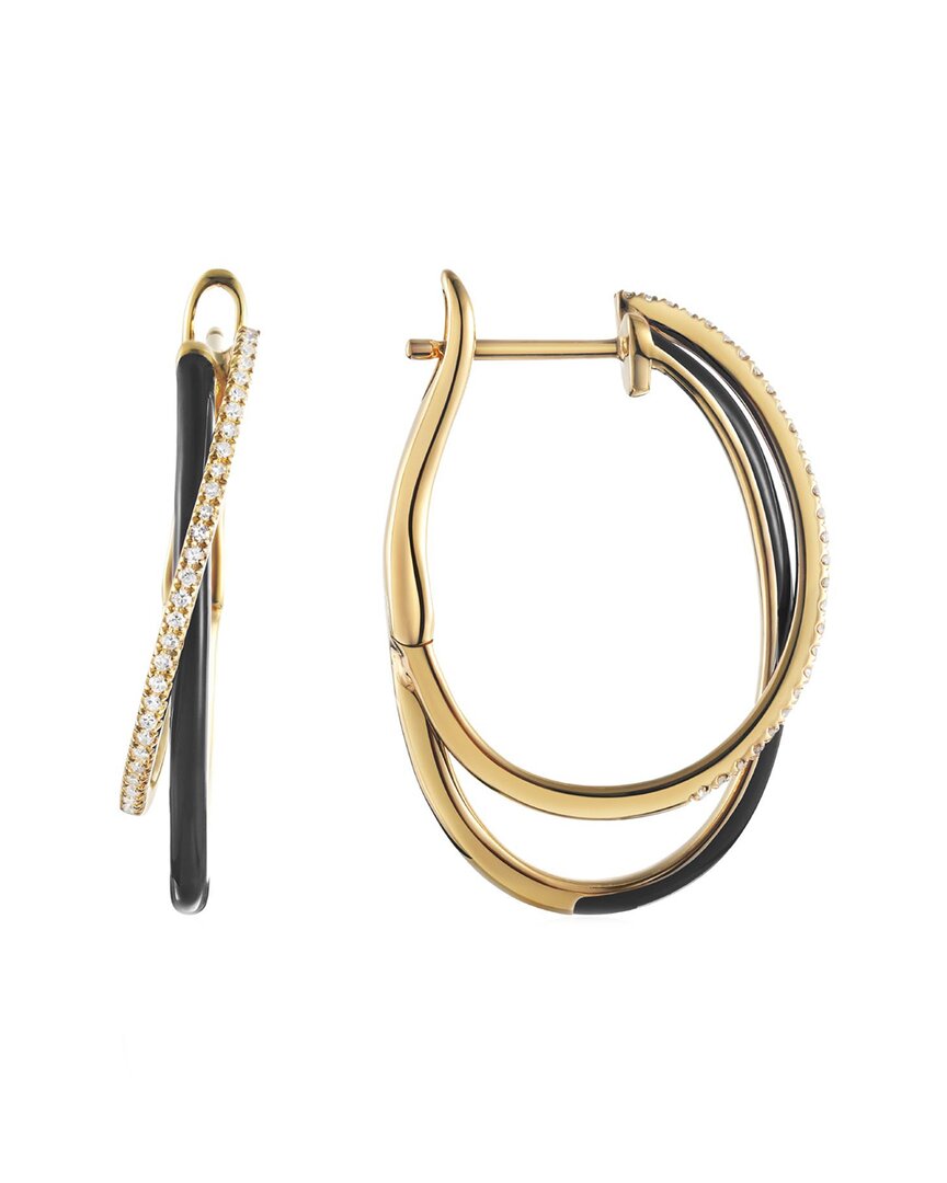 Diana M. Fine Jewelry 14k 0.12 Ct. Tw. Diamond Enamel Earrings In Gold