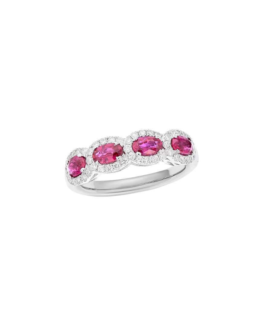 Diana M. Fine Jewelry 18k 1.45 Ct. Tw. Diamond & Ruby Half-eternity Ring