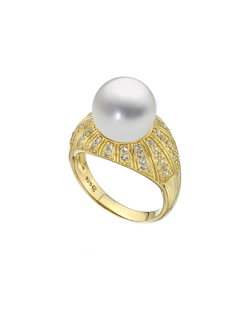 Belpearl Silver White Topaz 11mm Pearl Ring
