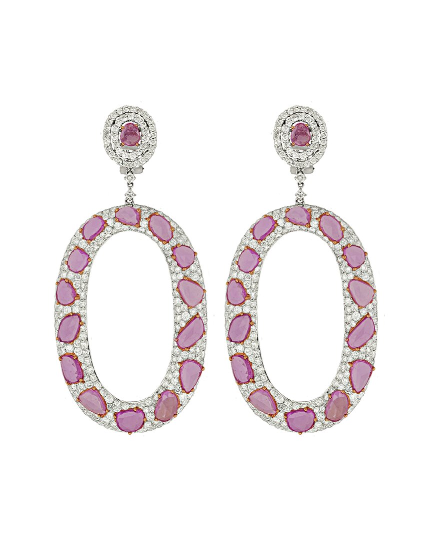 Diana M. Fine Jewelry 18k 30.19 Ct. Tw. Diamond & Sapphire Earrings