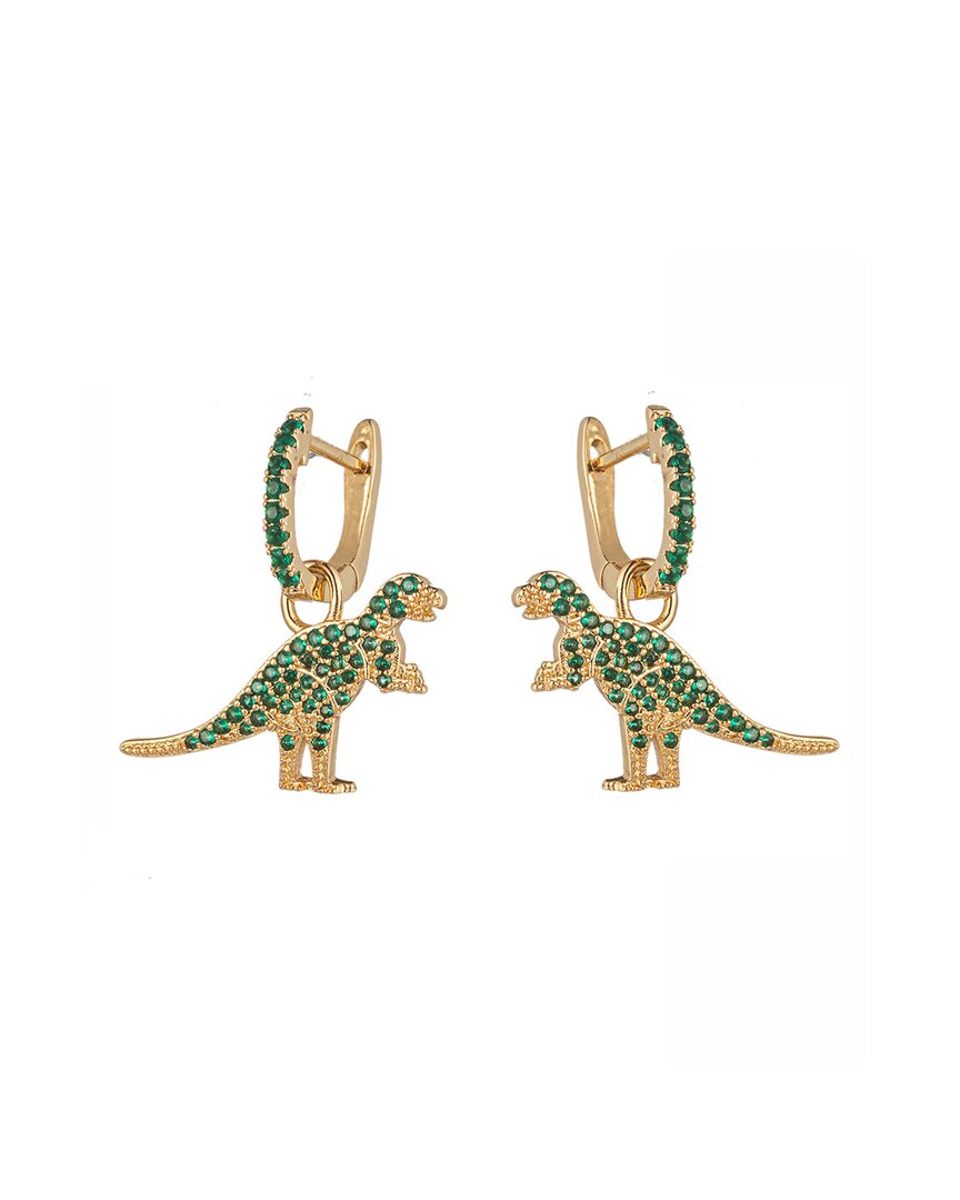 Eye Candy La Luxe Collection 14k Plated Cz T-rex Huggie Earrings