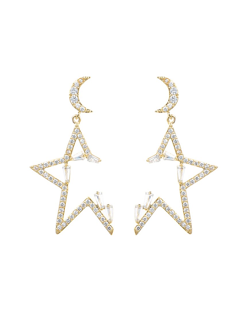 Eye Candy La Luxe Collection 18k Plated Cz Moon & Star Earrings