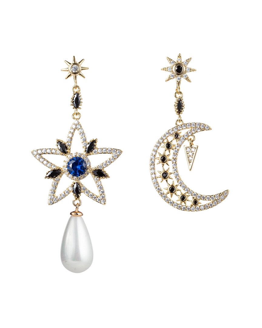 Eye Candy La Luxe Collection 18k Plated Cz Star & Moon Earrings