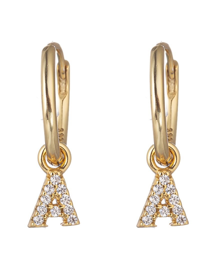 Eye Candy La Luxe Collection Silver Cz Initial Huggie Earrings (a-z)