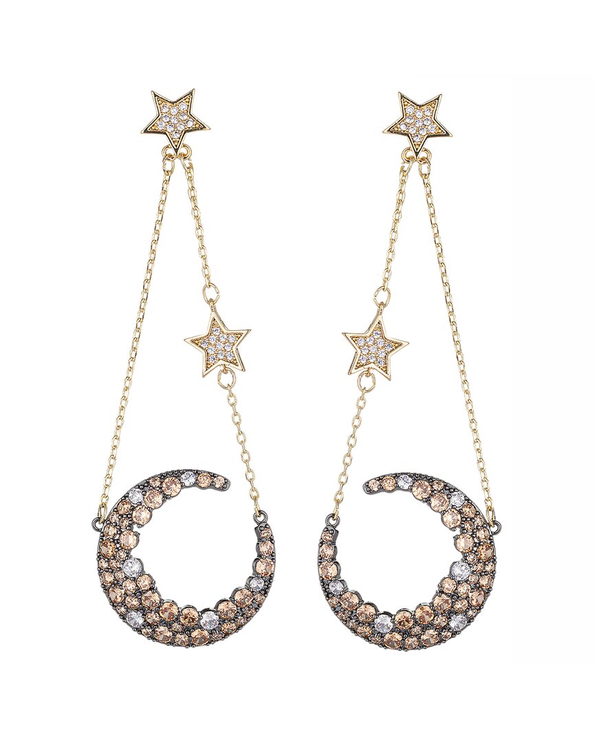 Eye Candy La Luxe Collection 18k Plated Cz Moon Earrings