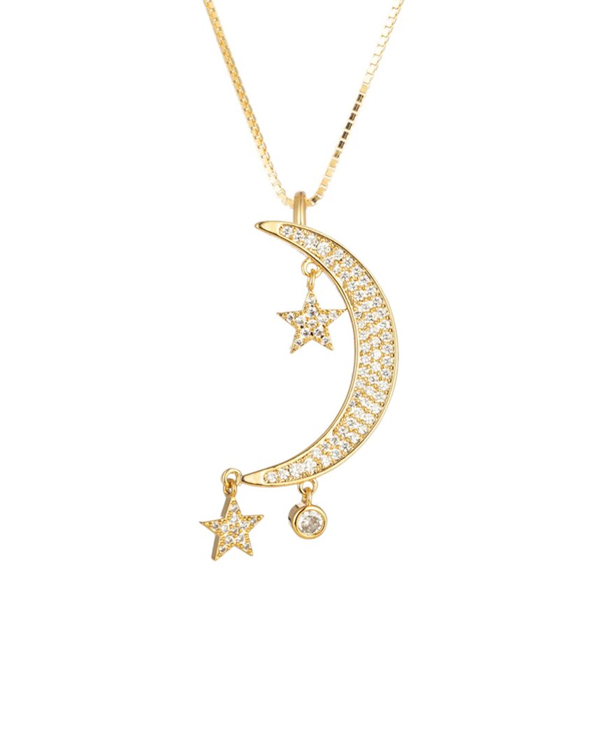 Eye Candy La Luxe Collection Silver Cz Mini Moon & Star Necklace