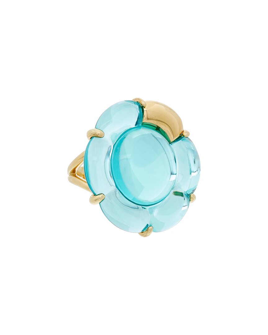 Baccarat B Flower 18k Over Silver Vermeil Crystal Large Ring