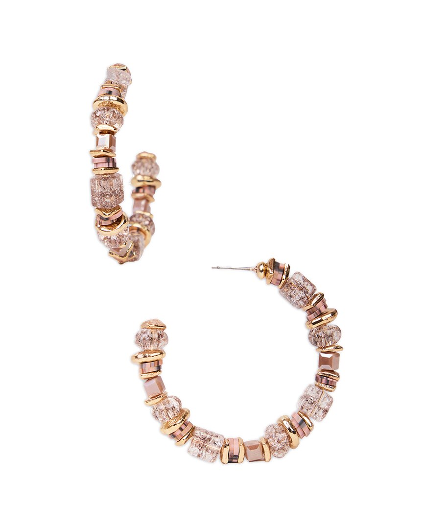 Saachi Beaded Crystal Hoop Earring Rose In Gold