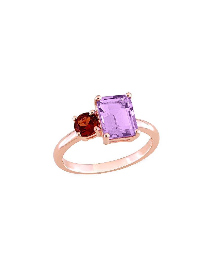 Rina Limor Toi & Moi Rose Gold Plated 2.81 Ct. Tw. Garnet & Amethyst Ring