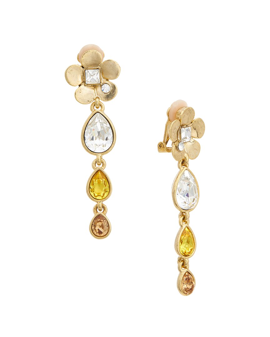 Oscar De La Renta Flower & 3 Teardrop Earrings In Gold